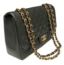 CHANEL Black Quilted Caviar Leather Classic CC Turnlock Flap Bag