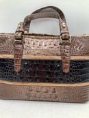 BRAHMIN Brown/Taupe Croc Emboss Leather "Asher" Satchel