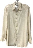 THE ICING Vintage Cream Sequined L/S Snap Closure Silk Top