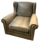 Distressed Leather Club Chair with Nailhead Trim