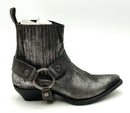 FRYE Silver Distressed Leather Chelsea Harness Snip Toe Ankle Boots 7.5