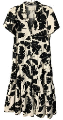 BROCHU WALKER Cream Black Graphic Floral Tiered B/D Maxi Dress