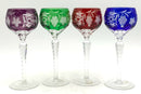 Set/4 Hungarian Multicolor Crystal Wine Goblets