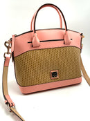 Dooney & Bourke Pink Leather Basketweave Domed Satchel