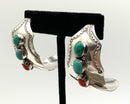 Gilbert Nelson Navajo Sterling, Turquoise & Coral Earrings