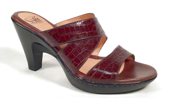 SOFFT Brown Croc Embossed Lea H/H Sandals 8.5