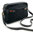GUCCI Vintage Black GG Canvas Double Zipper Crossbody Bag