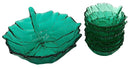 Blenko Green Glass Leaf Motif Salad Set