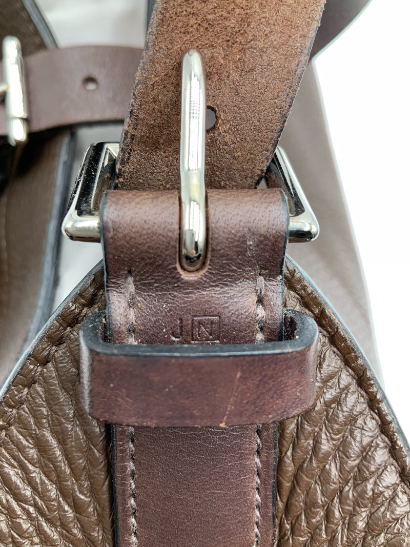 HERMES  Brown Leather Buckle Closure Marwari Shoulder Bag