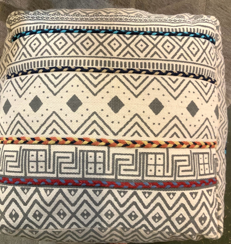Bohomian Pouf w Braided Accent Cording