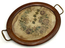 Antique Wood Tray with Tapestry Insert