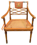 Handpainted Adams Style Armchair with Cane Seat