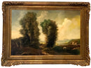 Vintage Oil on Canvas of Landscape in Carved Gold Frame