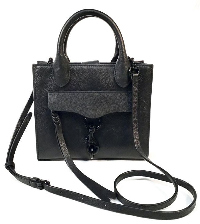 REBECCA MINKOFF Black Leather Megan Mini Crossbody