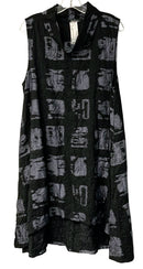SYDNEY Black w/Grey Geo Patches Cowl Neck S/L Dress