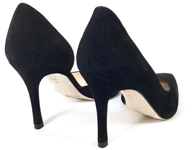 L.K. BENNETT Black Suede Ribbon Tie Pumps 38