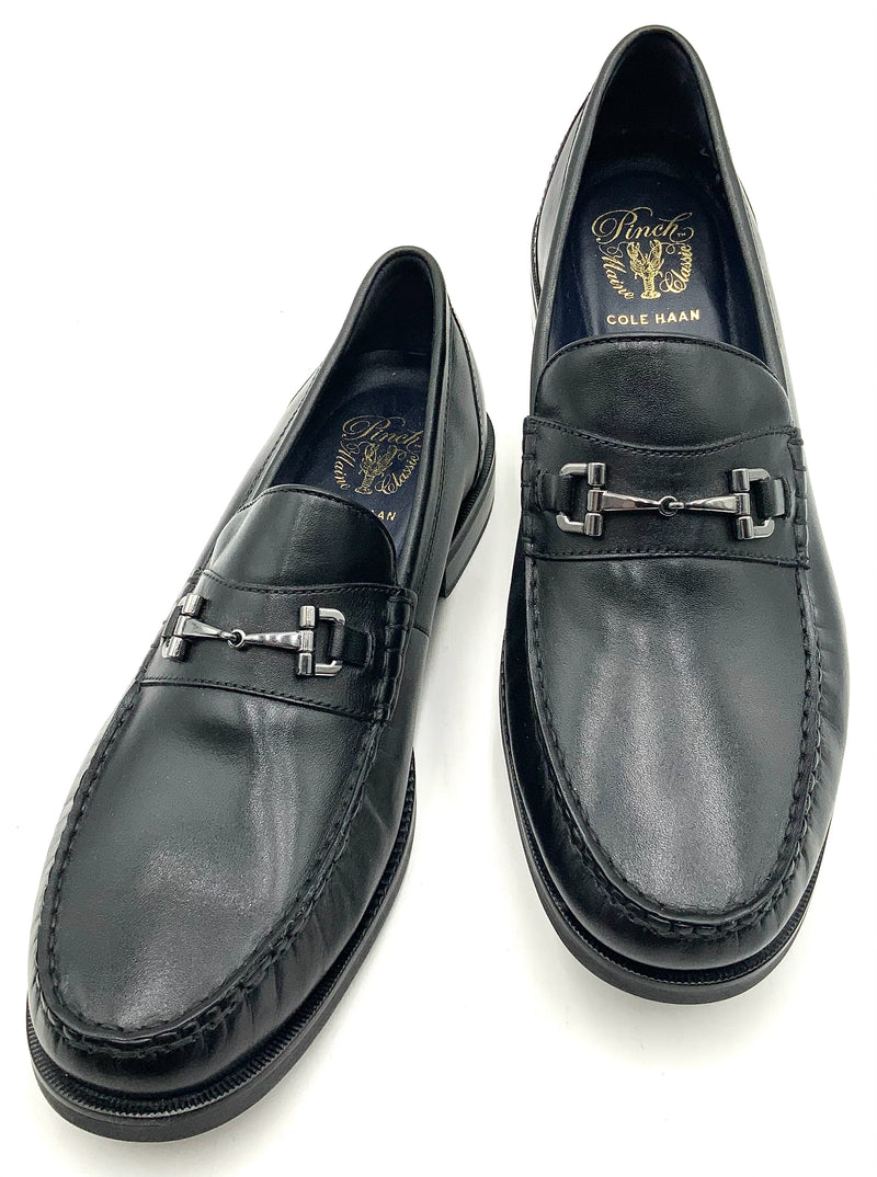 COLE HAAN Black Leather Pinch Maine Classic Bit Loafers 10.5B
