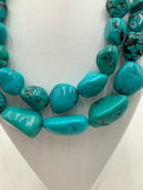 SALLY C. TREASURES Sterling & Turquoise 2-Strand Beaded Necklace