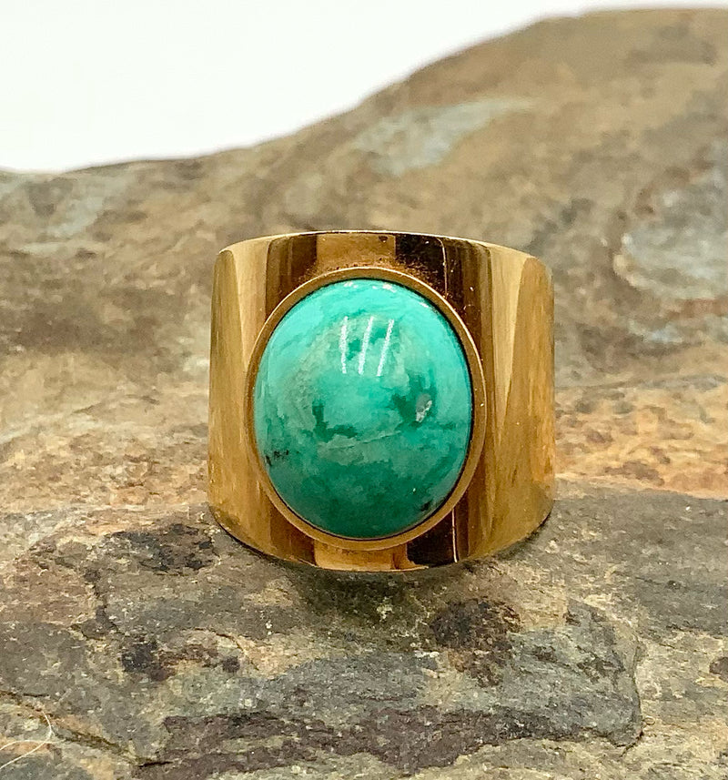 14kt Gold & Turquoise Adjustable Ring (AS IS)