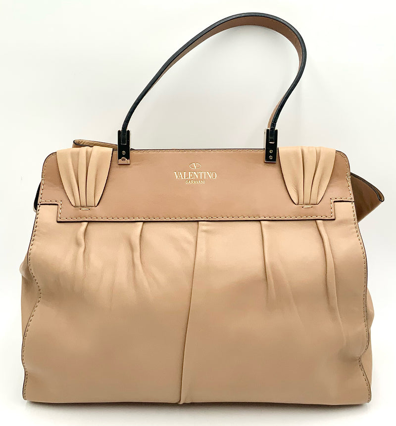 VALENTINO Tan Nappa Leather Aprodite Bow Satchel