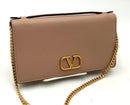 VALENTINO Tan Grained Leather Vlogo Wallet On Chain Bag