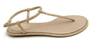 RENE CAOVILLA Beige Leather Swarovski Crystal  T Strap Flat Sandals 39