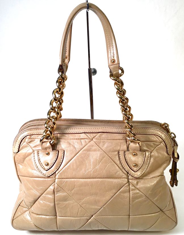 MARC JACOBS Tan Paneled Leather Chain Link Satchel