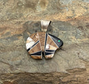 FERNANDO BENALLY NAVAJO Sterling, Multi Gem Inlay Bear Pendant/Brooch