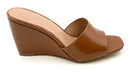 BCBG Generation Brown Patent Vegan Leather Giani Wedge Sandals 9.5