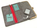 HOBO Brown/White Leather "Rachel" Continental Tri-Fold Kiss Lock Wallet