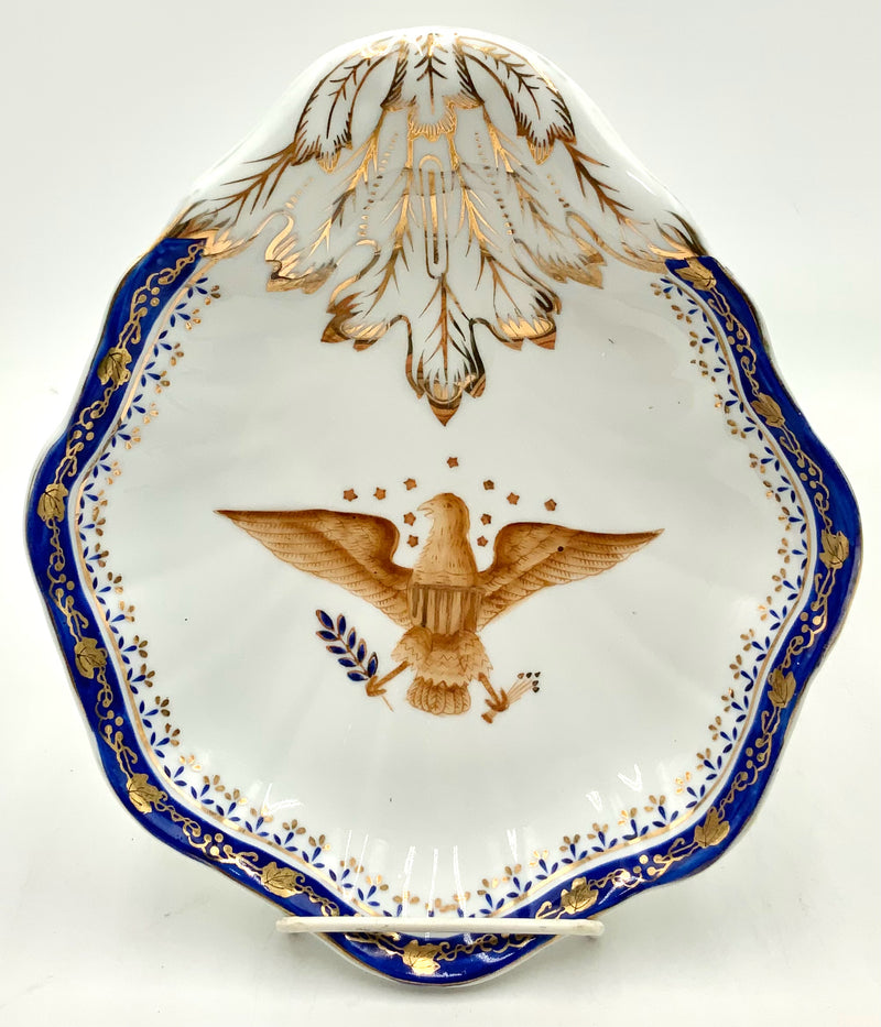 Vintage Porcelain Oyster Dish with Eagle Motif