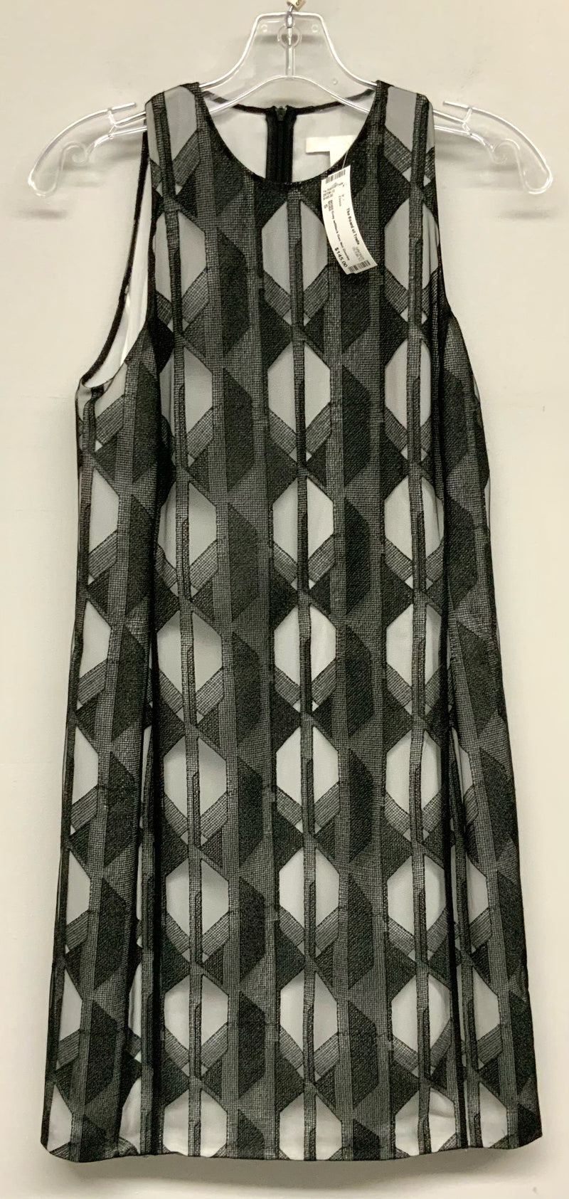 BOSS Grey w/Black Geo Net Overlay S/L Dress