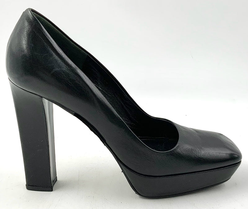 PRADA Black Leather Square Toe H/H Pumps 8.5