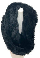 Black Knitted Rabbit Fur Infinity Scarf