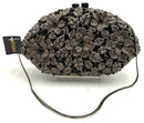 NATASHA Black Gunmetal Crystal Floral Hardcase Evening Clutch Bag