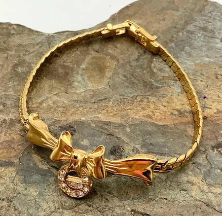 GIVENCHY Goldtone Rhinestone Bow Bracelet