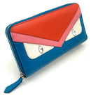 FENDI Vitello Elite Crystal Eye Monster Zip Around Wallet