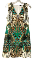 KOBI HALPERIN Green/Bronw/Orange/Multi Paisley V-Neck S/L Dress
