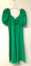 PINCH Kelly Green Tie Front Puff Sleeve Dress