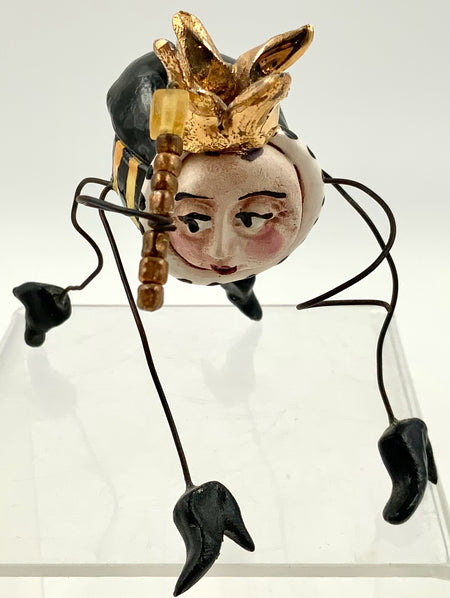 Queen Bee Hand-Crafted Wire and Ceramic Figurine