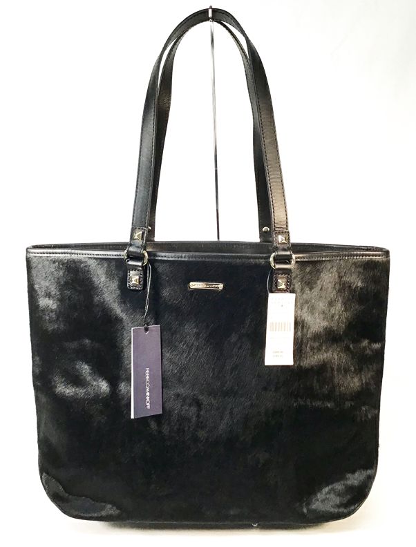 REBECCA MINKOFF Black Leather Calfhair E/W Dylan Tote AS IS