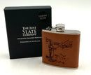 Leather Hip Flask With Fishing Motif