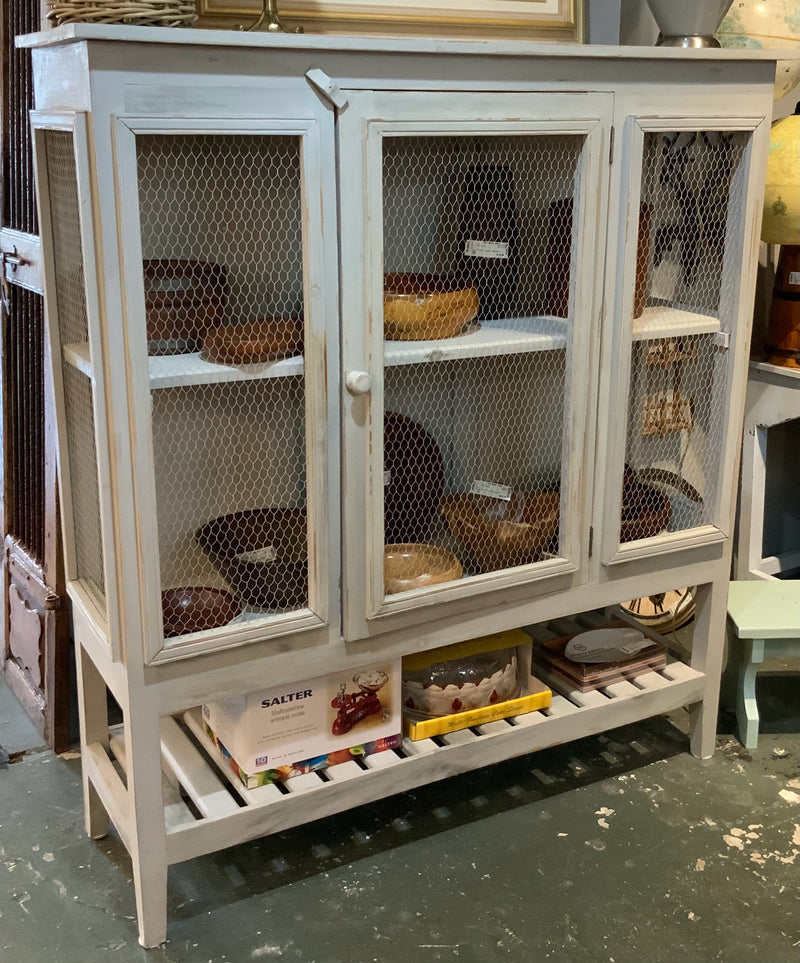 Rustic Painted Hutch with Chicken Wire Insert