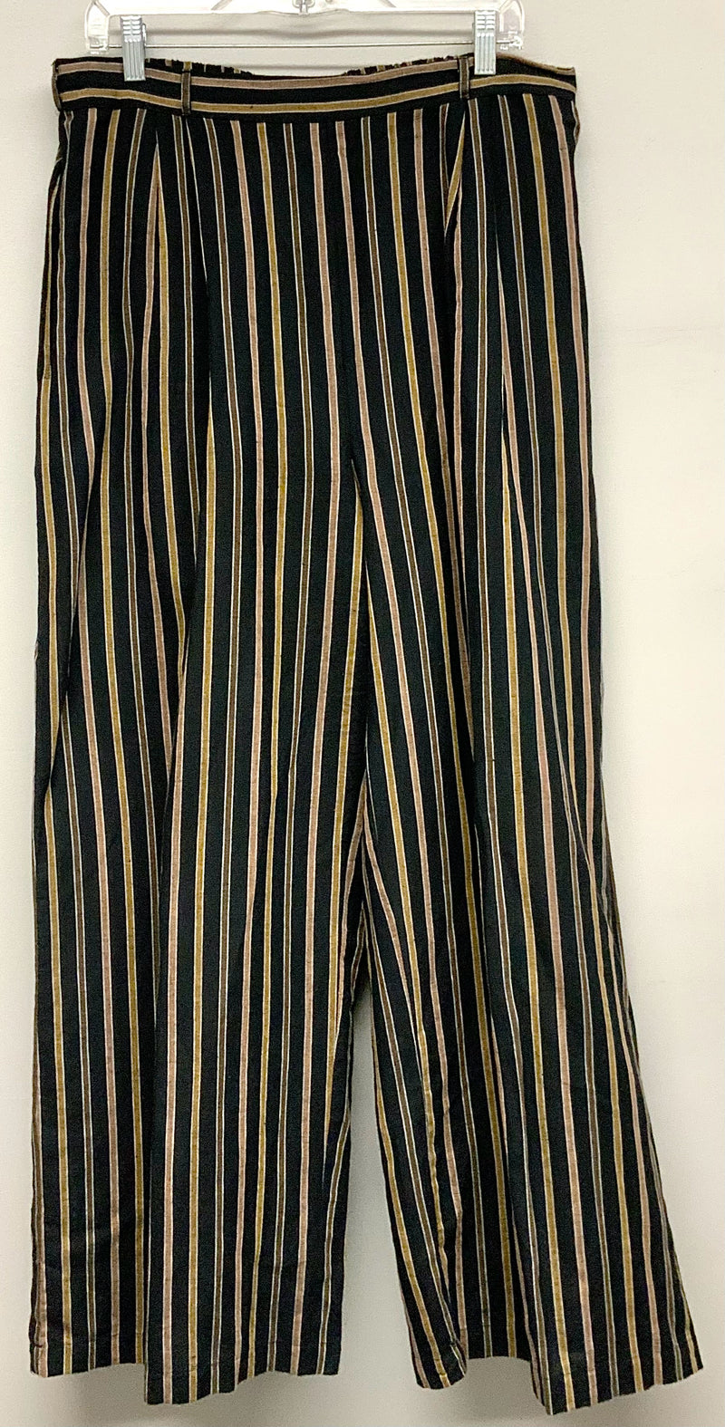 OLLUARI Black Mustard White Stripe Wide Leg Pants