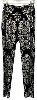 EVA VARRO Navy/Silver Metallic Damask Velvet Skinny Pants & Jacket