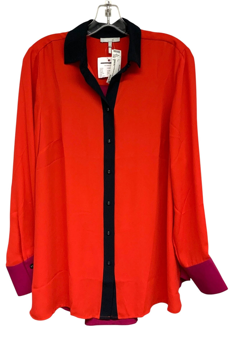 HINSON WU Red/Navy/Fuschia Color Blocl L/S B/D Top