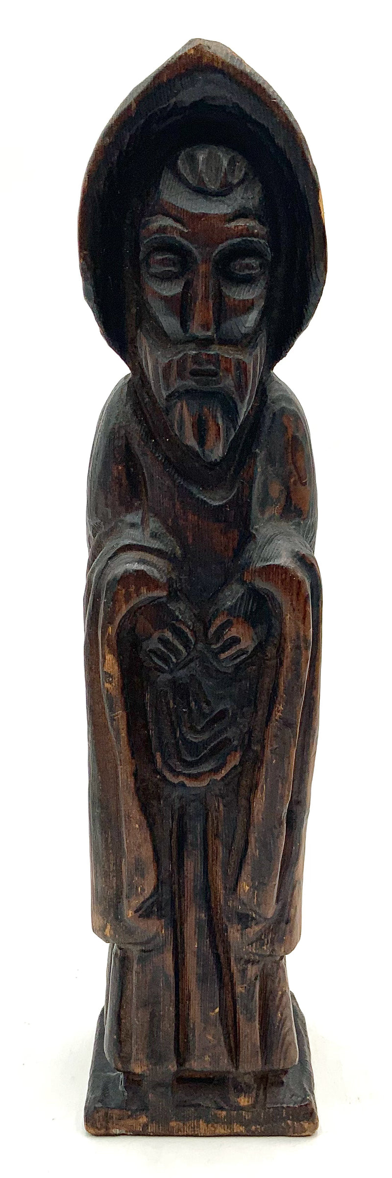 Antique Carved Wood Monk