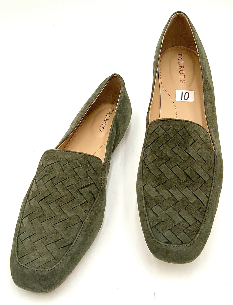 TALBOTS Tuscan Olive Suede Stella Flats 10