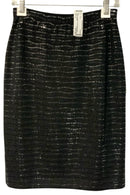 ST JOHN Evening Black Wool Blend Knit Sequin Side Slit Skirt