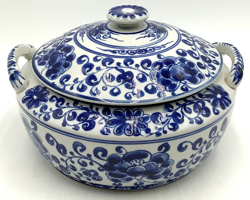 Blue & White Lidded Ceramic Tureen